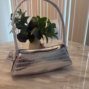 NWT Kate spade Frankie Metallic Croc-Embossed Small East West Shoulder Bag